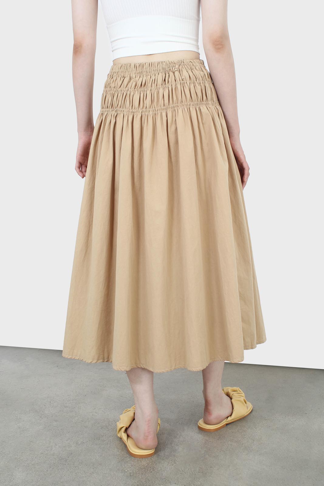 Dark beige ruched waist skirt