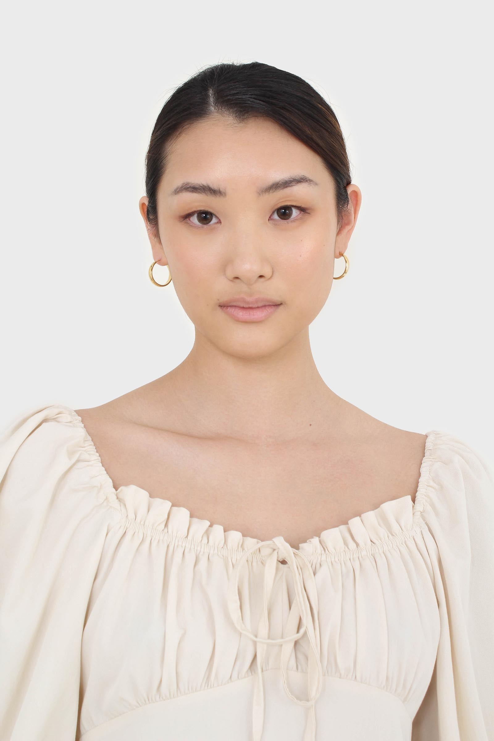 Ivory off shoulder cinched waist peasant dress