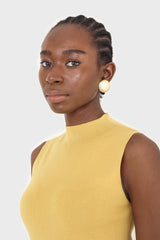 Mustard sleeveless mock neck knit tank
