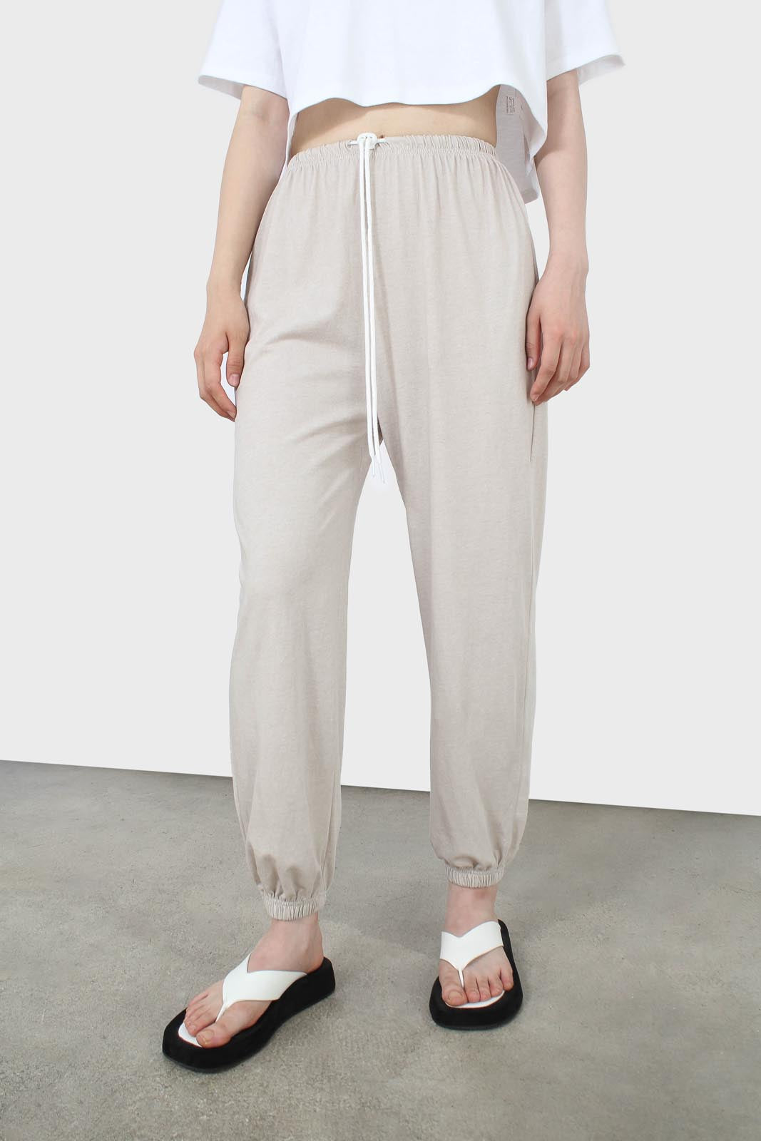 Beige loose fit sweatpants - set