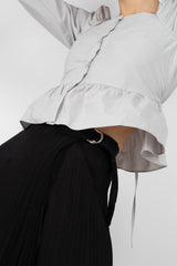 Pale blue off shoulder cinch waist top