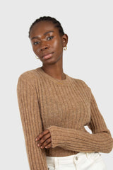 Brown alpaca blended sweater
