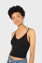 Black ribbed tank top