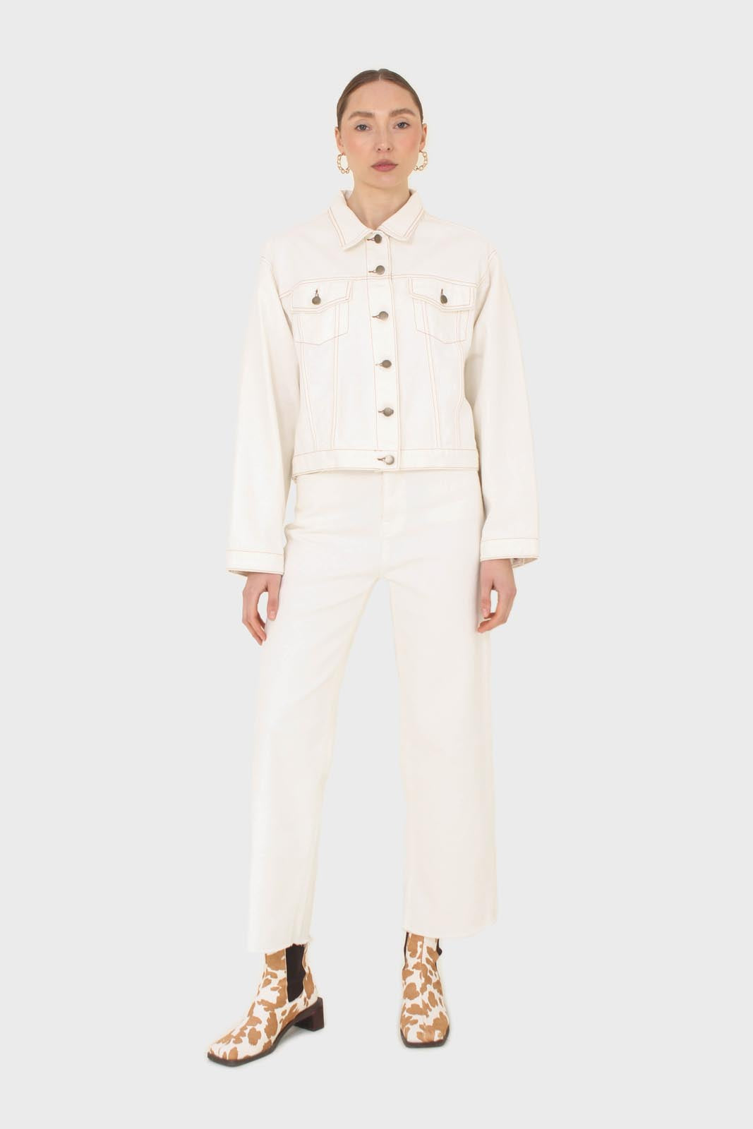 Ivory straight raw cut wide fit jeans - 839