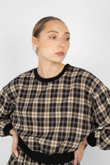 Black and beige checked sweatshirt