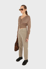 Cocoa brown V-neck cropped cardigan