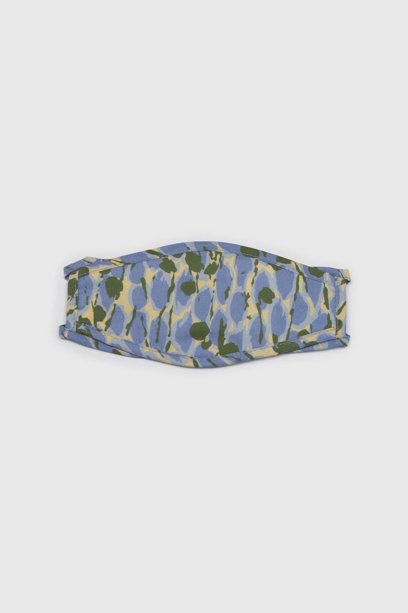Blue and yellow abstract pattern face mask