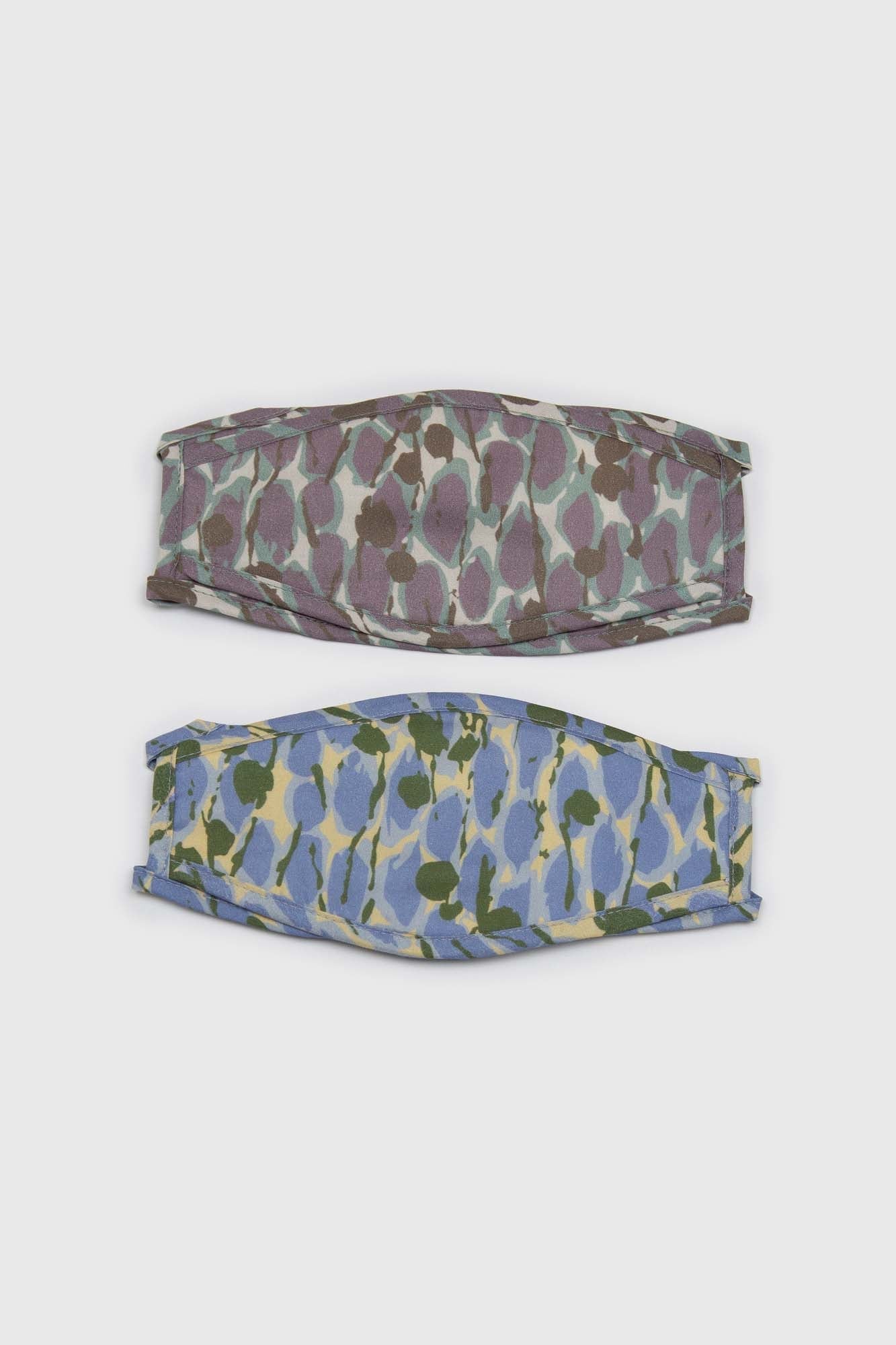 Blue and yellow abstract pattern face mask