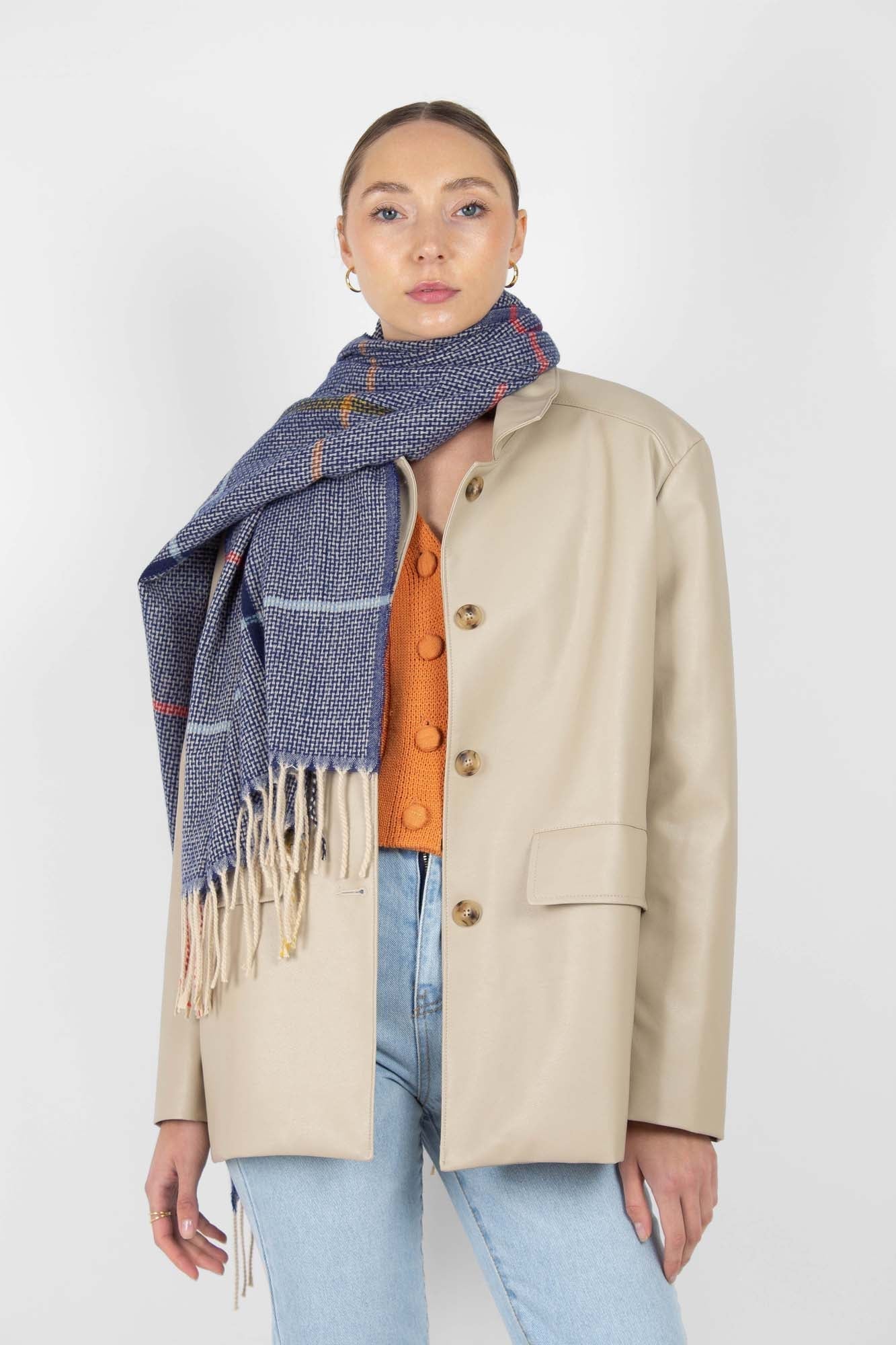 Orange fitted cableknit cardigan