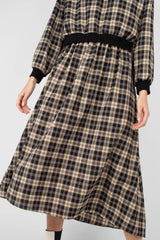 Black and beige checked maxi skirt