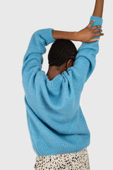 Bright blue oversized crew neck jumper