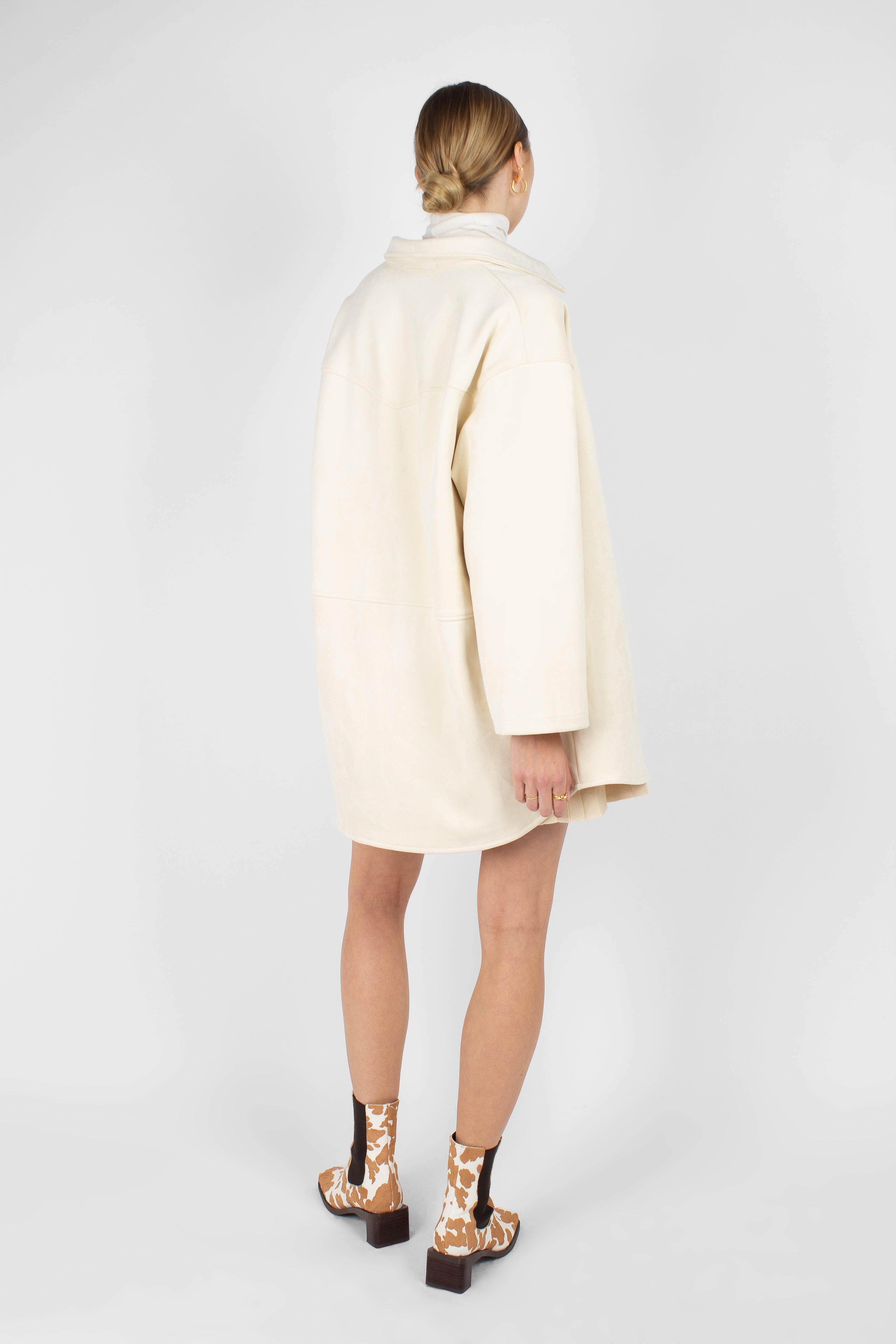 Ivory vegan suede oversized shirt