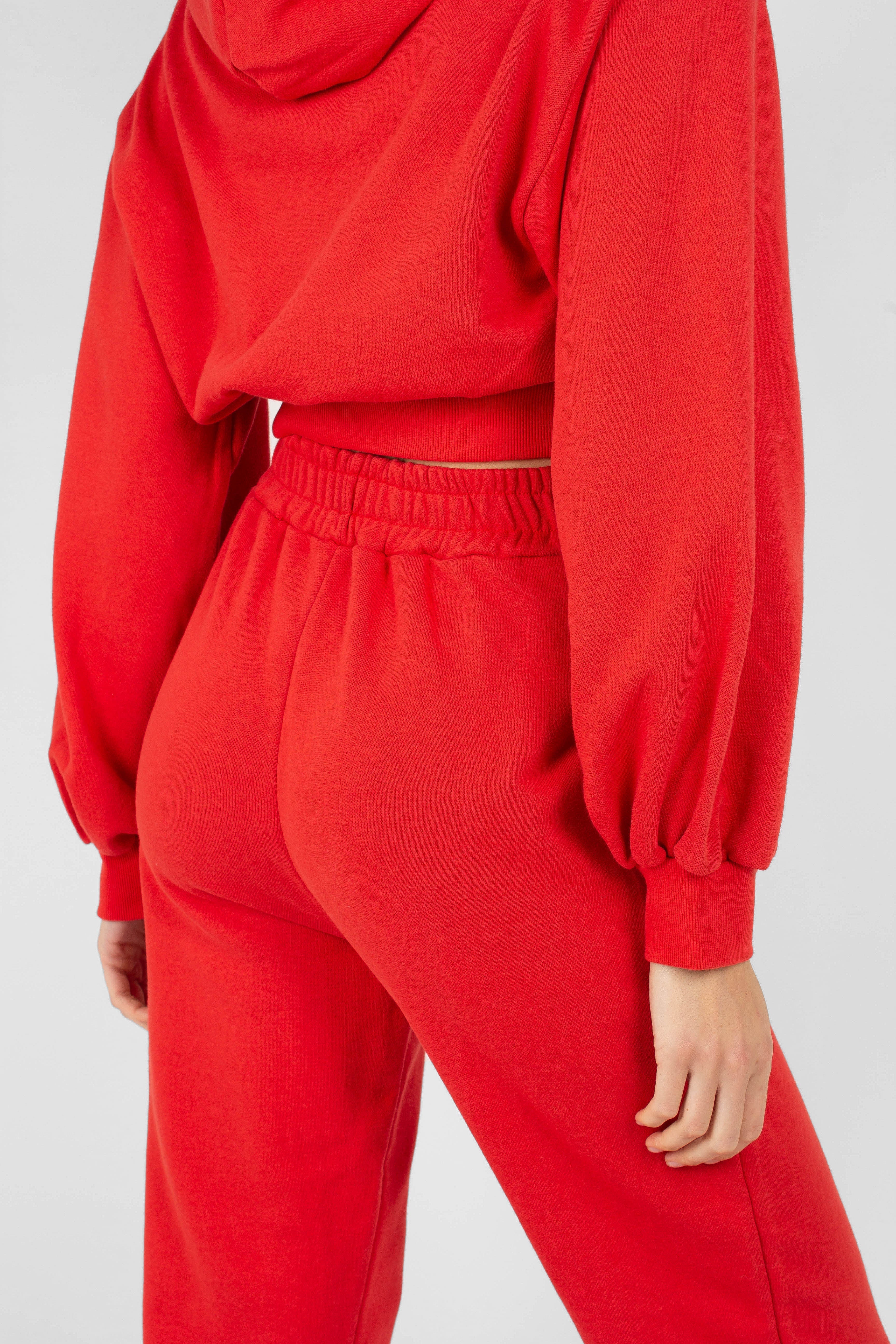 Red cropped hooded sweatshirt - set