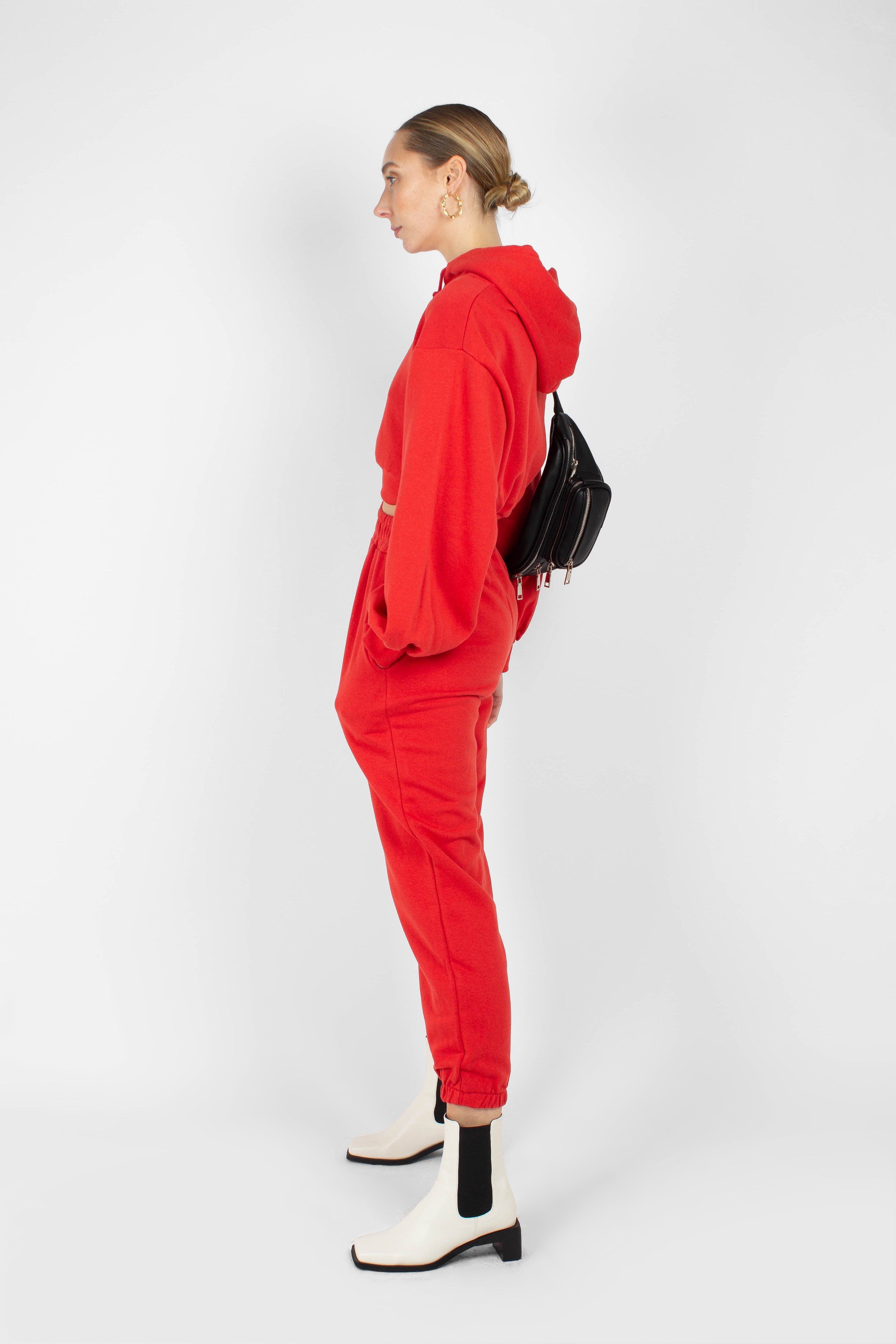Red loose fit sweatpants - set
