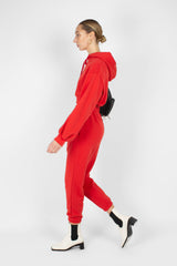 Red loose fit sweatpants - set