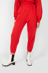 Red loose fit sweatpants - set