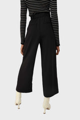 Black high waisted belted trousers
