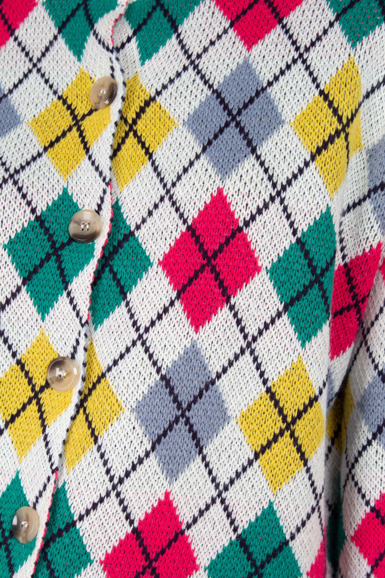 Ivory multi colored argyle cardigan