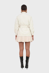 Ivory patch pocket belted safari jacket