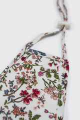 White and red multi floral pure cotton face mask