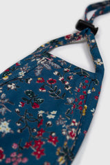 Blue and yellow multi floral pure cotton face mask