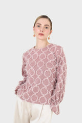 Pale pink cross tuft pattern blouse