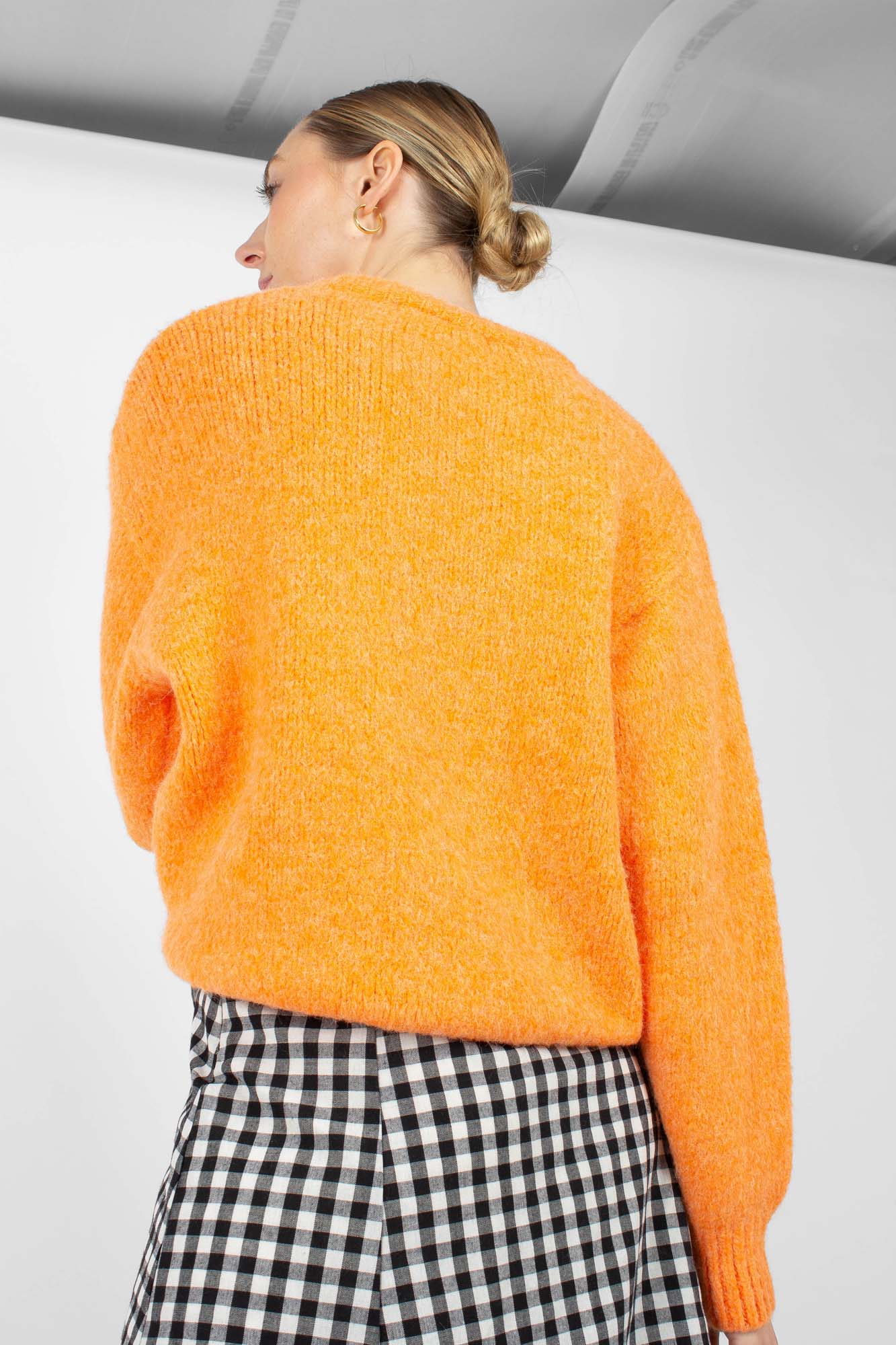 Bright orange crew neck loose fit jumper