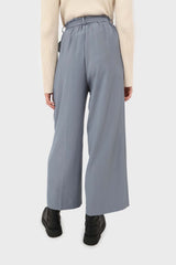Blue soft belted loose fit trousers