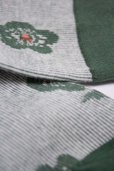 Green jacquard flower socks