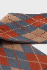 Blue orange and beige argyle socks