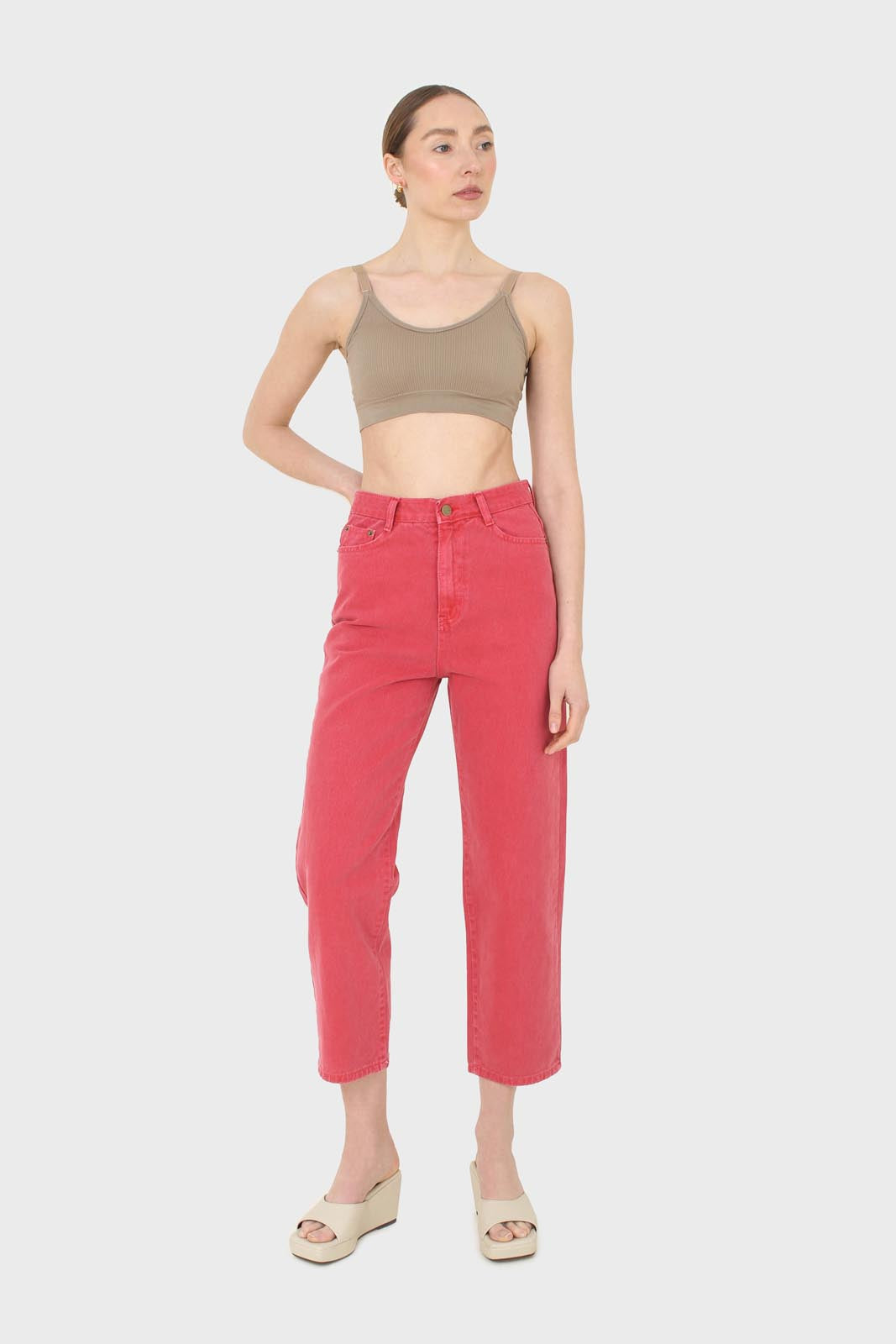 Washed red mom jeans - 209