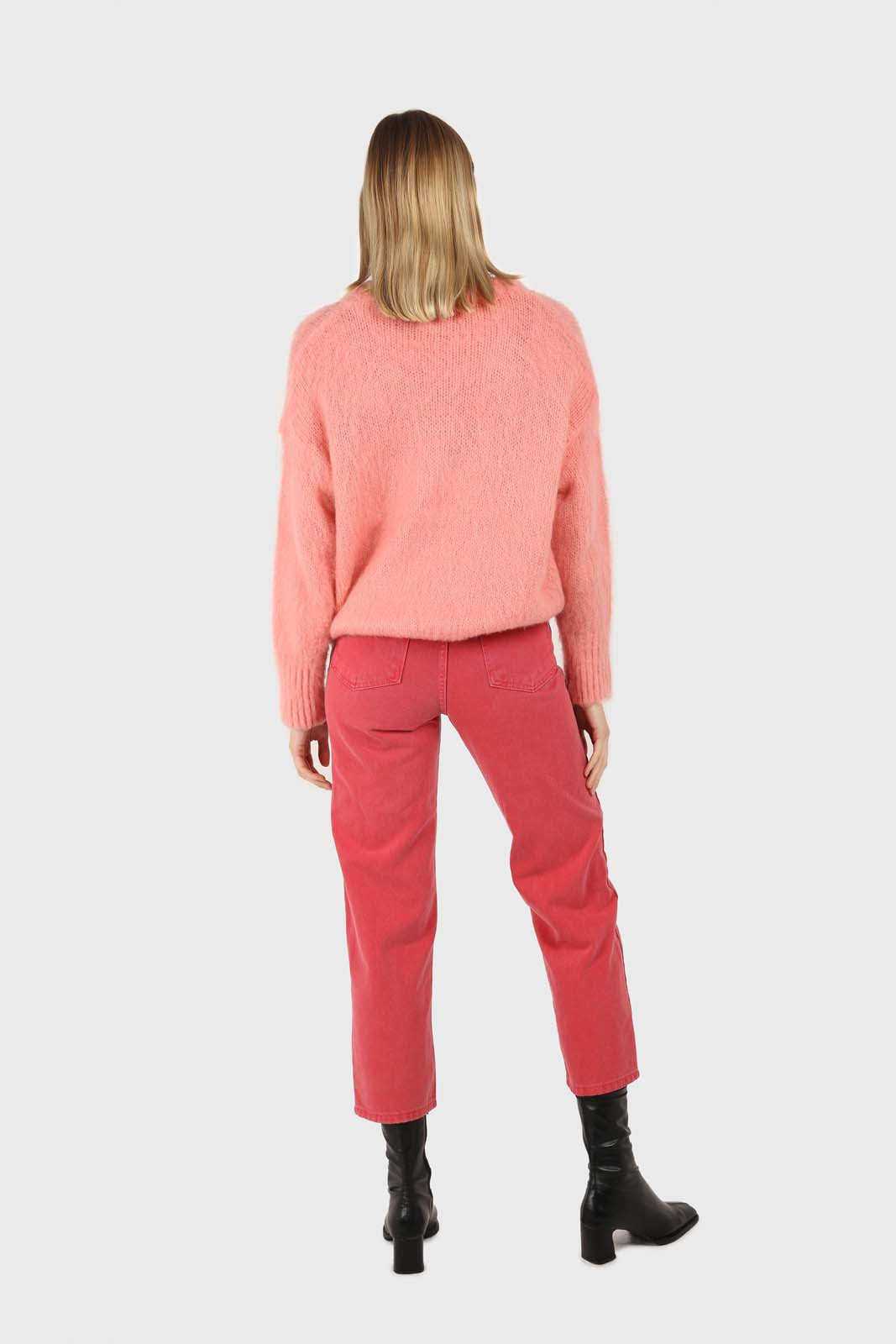 Washed red mom jeans - 209