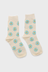 Ivory and mint daisy print socks