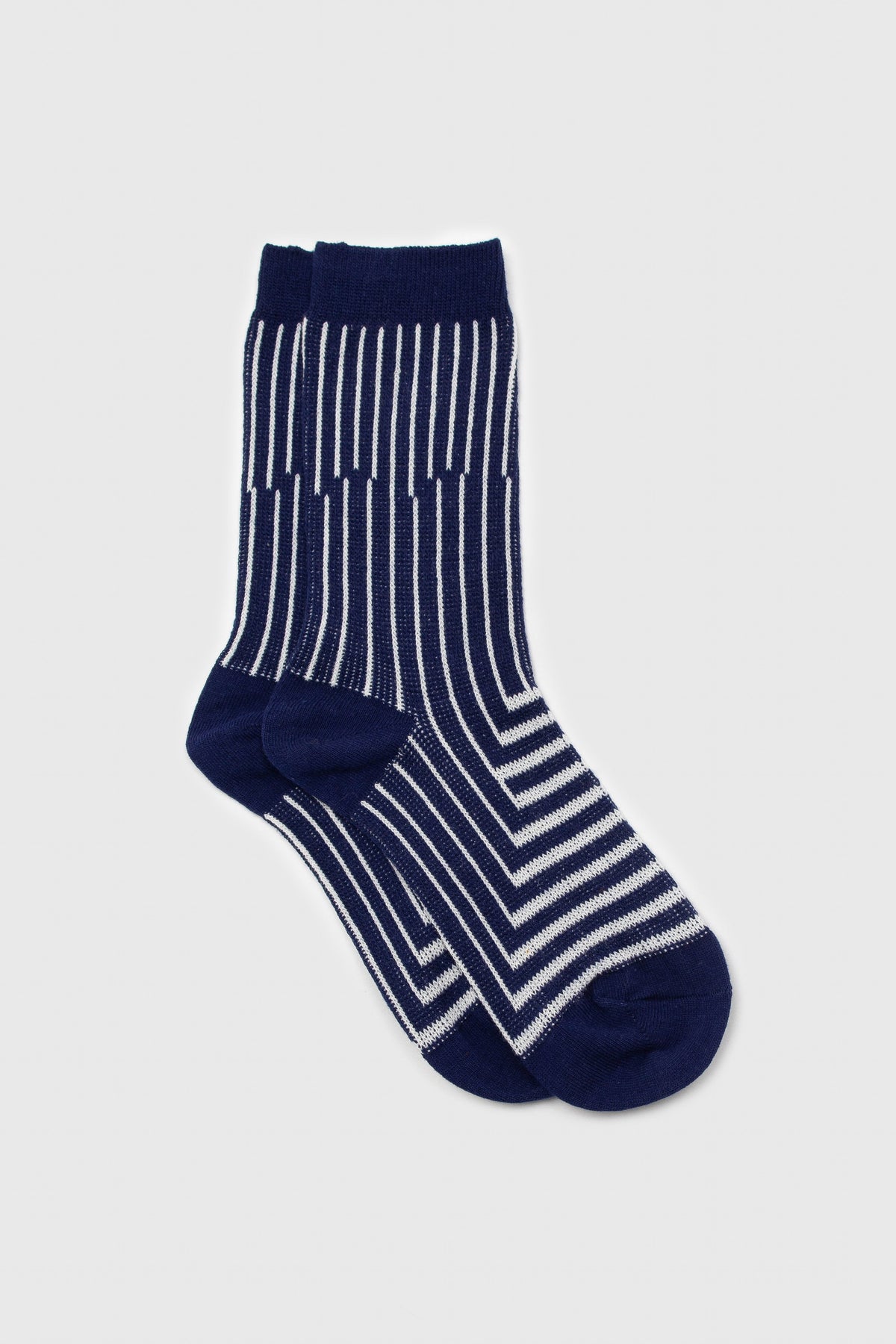 Navy and white geometric socks