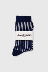 Navy and white geometric socks