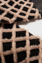 Beige fuzzy diamond metallic socks