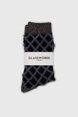 Grey fuzzy diamond metallic socks