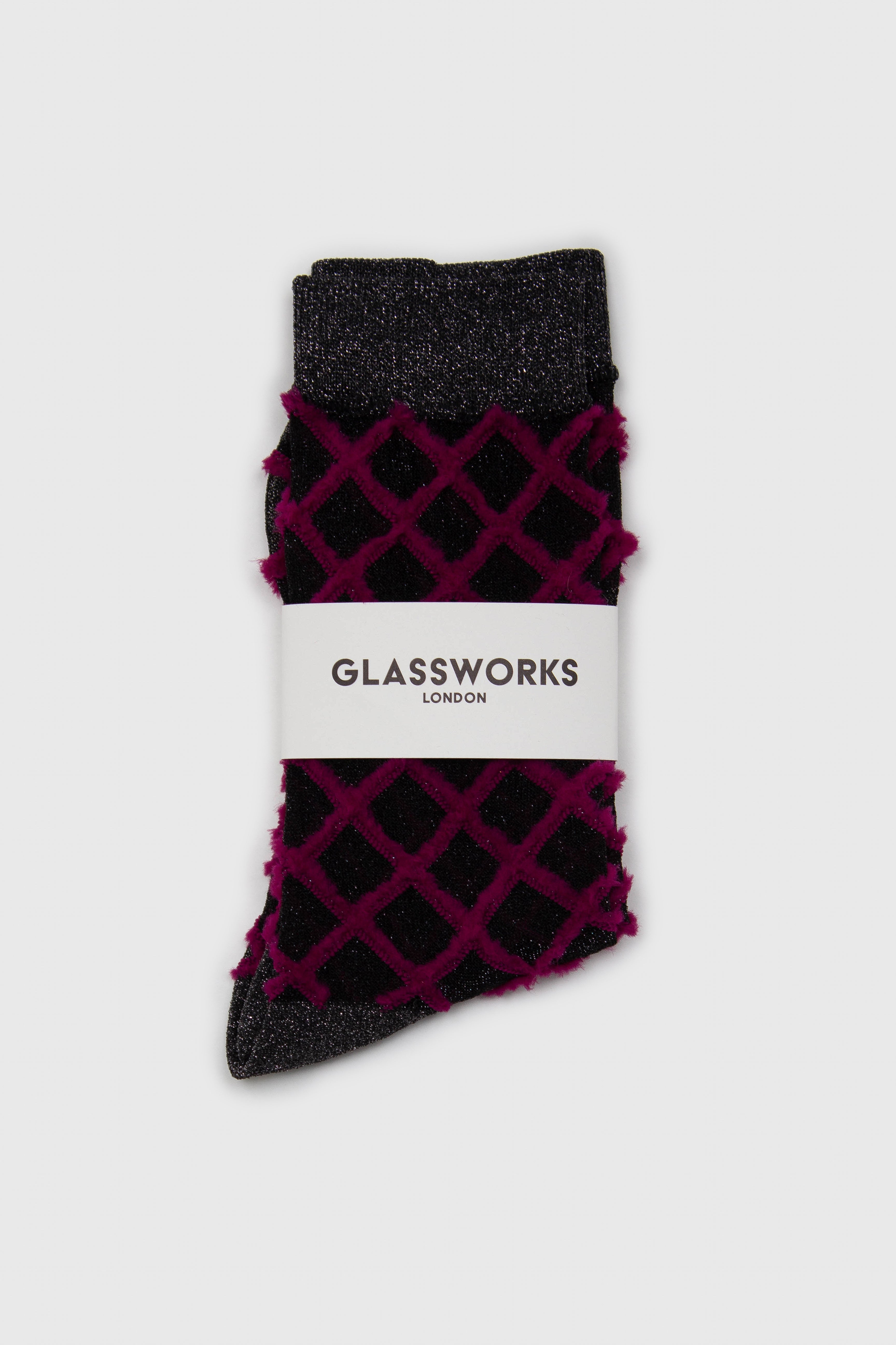Purple fuzzy diamond metallic socks