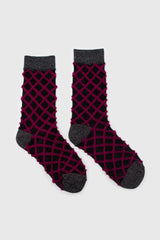 Purple fuzzy diamond metallic socks