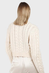 Ivory chunky cable knit top