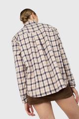 Beige and black plaid soft shirt