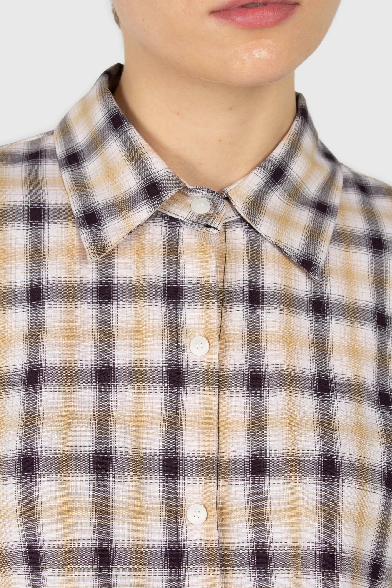 Beige and black plaid soft shirt