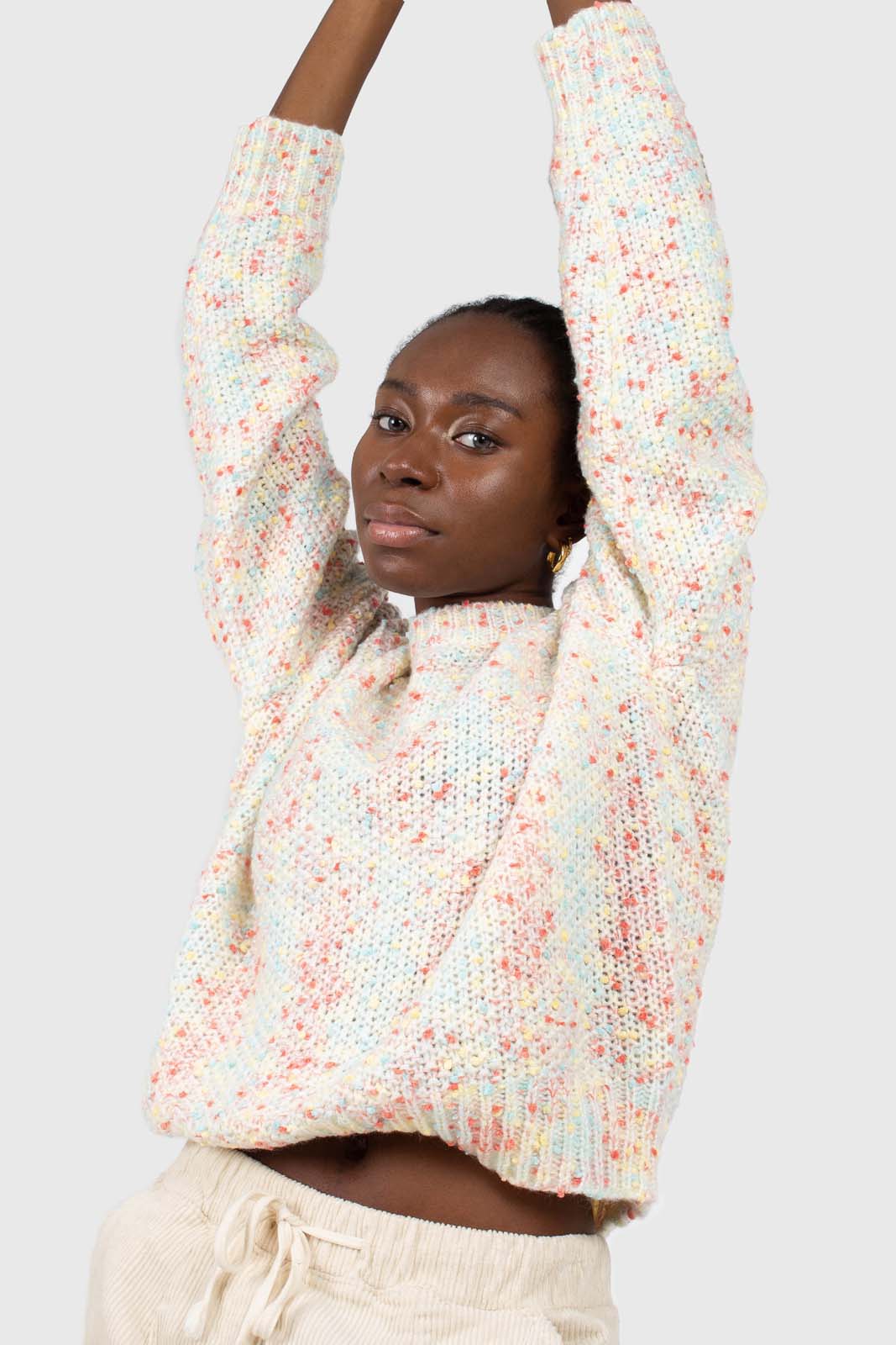 Pale pink mixed rainbow knit jumper