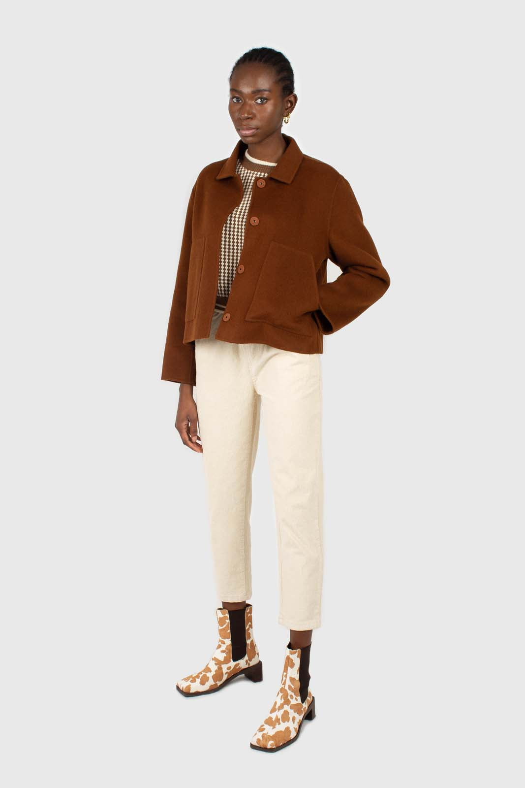 Brown handmade wool blend jacket