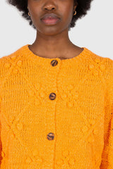 Bright orange bobble knit cardigan