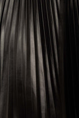 Black vegan leather pleated midi skirt