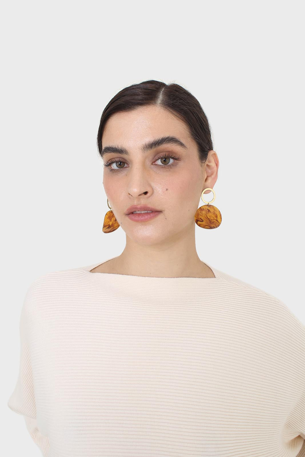 Ivory horizontal rib wide fit jumper