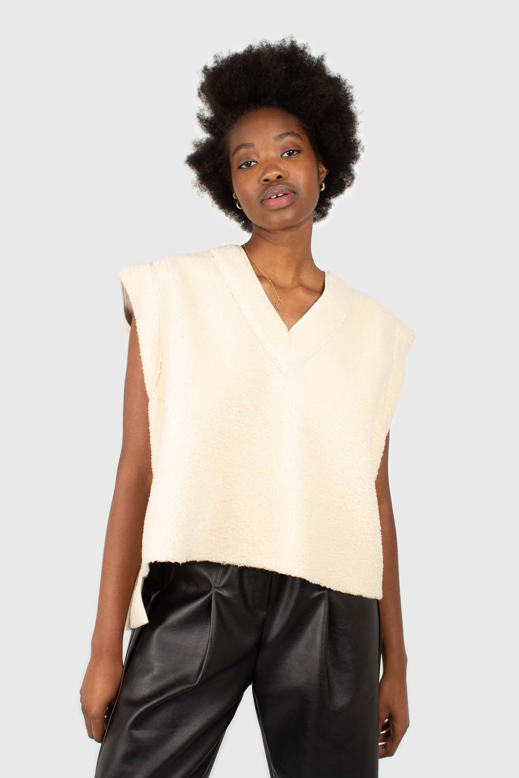Ivory teddy oversized gilet