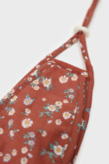 Brown and white wild daisy print face mask