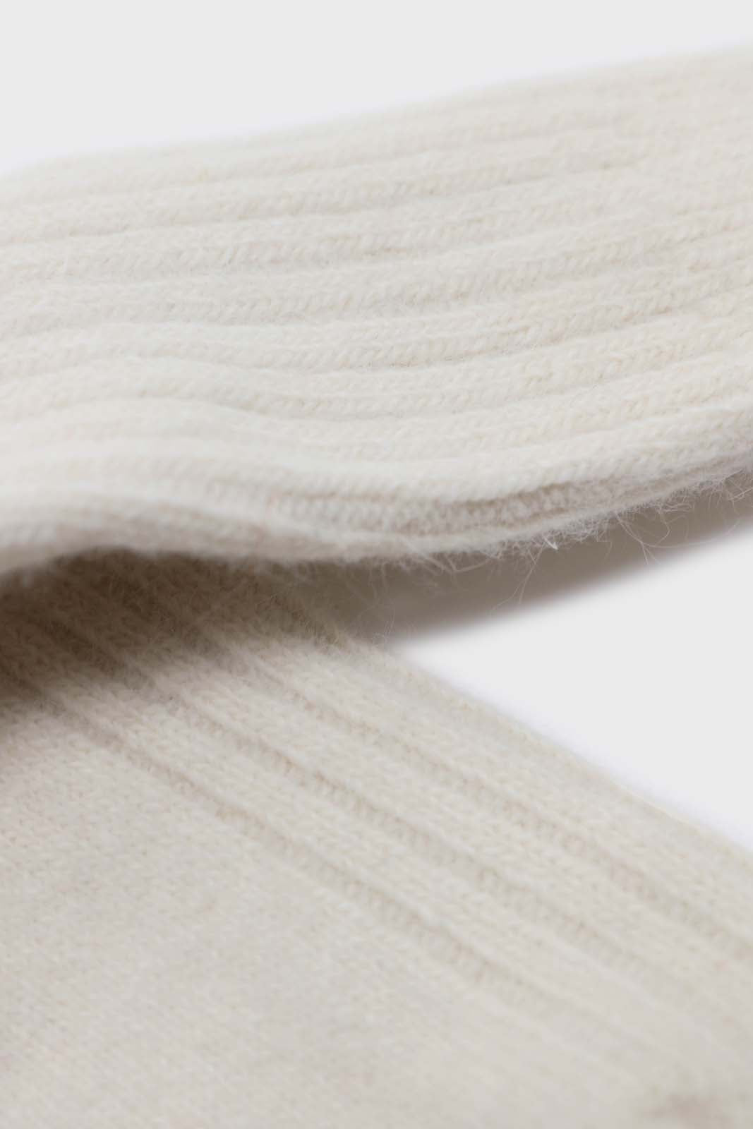 Ivory large ribbed angora socks